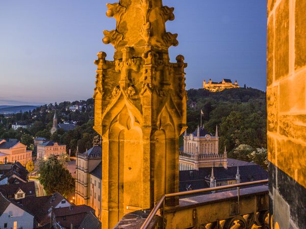 Panoramablick vom Glockenturm der Morizkirche über die Coburger Altstadt.